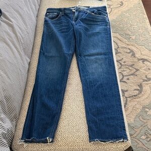 rag & bone Indigo Straight-Leg Jeans with Raw Hem